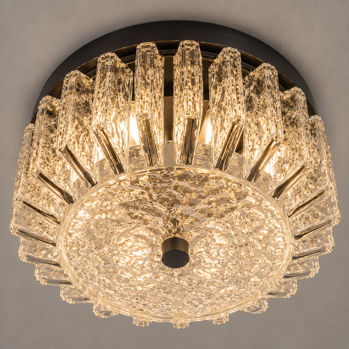 The Clair Flush Mount | Shallow Glass & Brass | CLND037