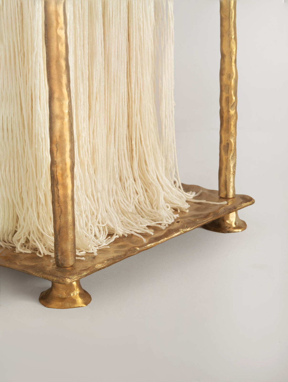 CASCADE SILK TASSEL COLUMN FLOOR LAMP | 183CM ANTIQUE BRASS SCULPTURAL SERIES