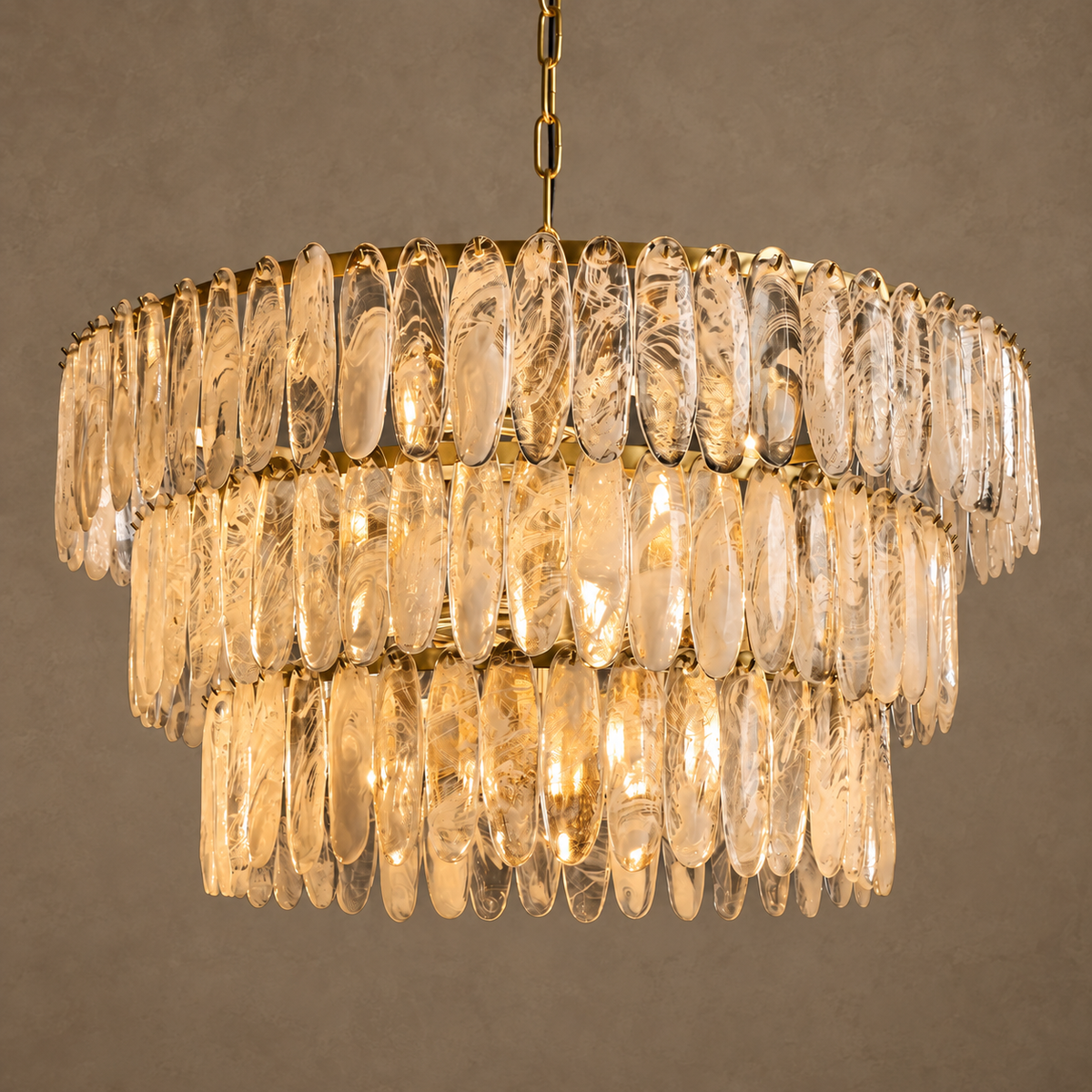 SWIRLED GLASS CHANDELIER | 3-TIER LARGE | CLSWL098BR