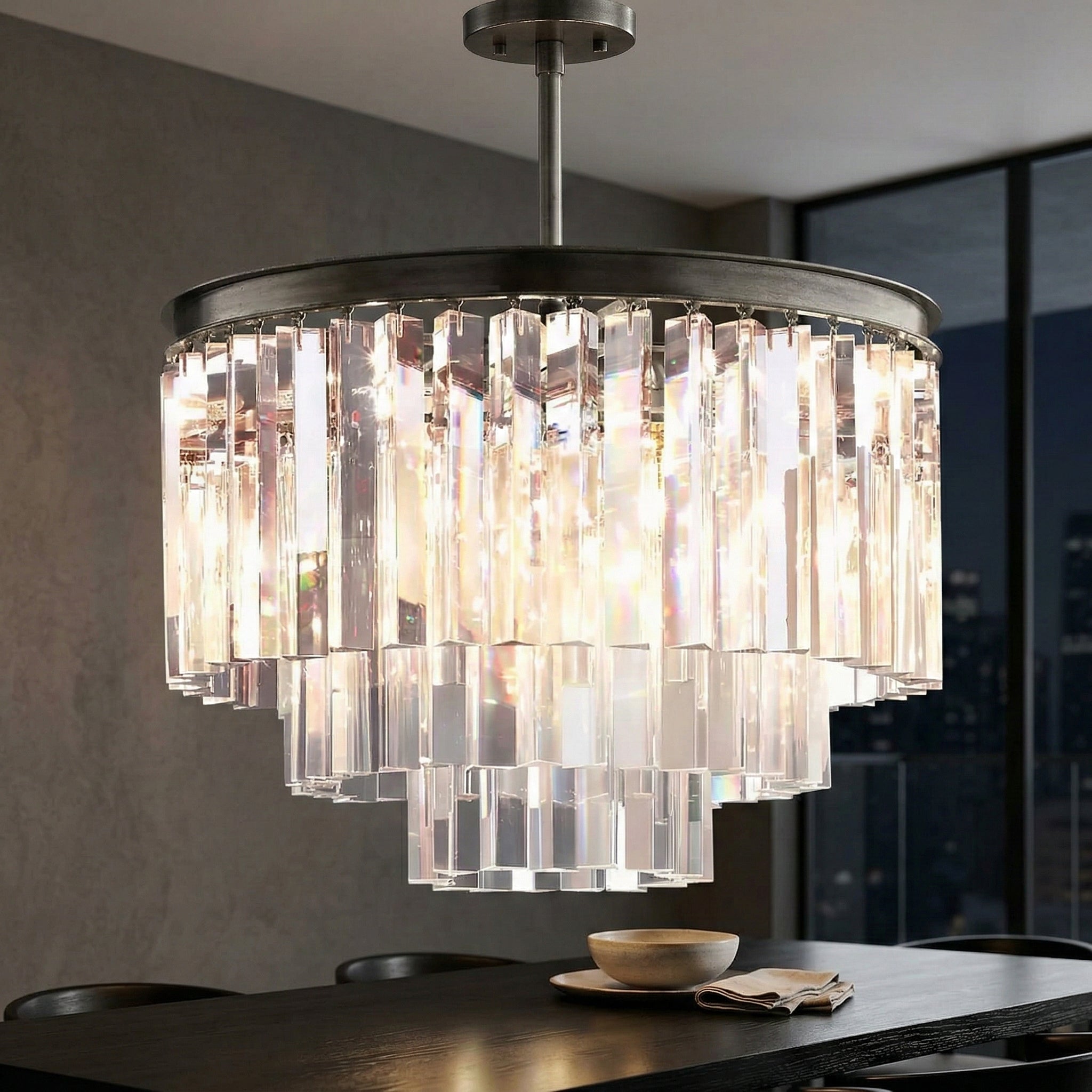 Многоярусная люстра из хрусталя ручной огранки | Clhuyl0250