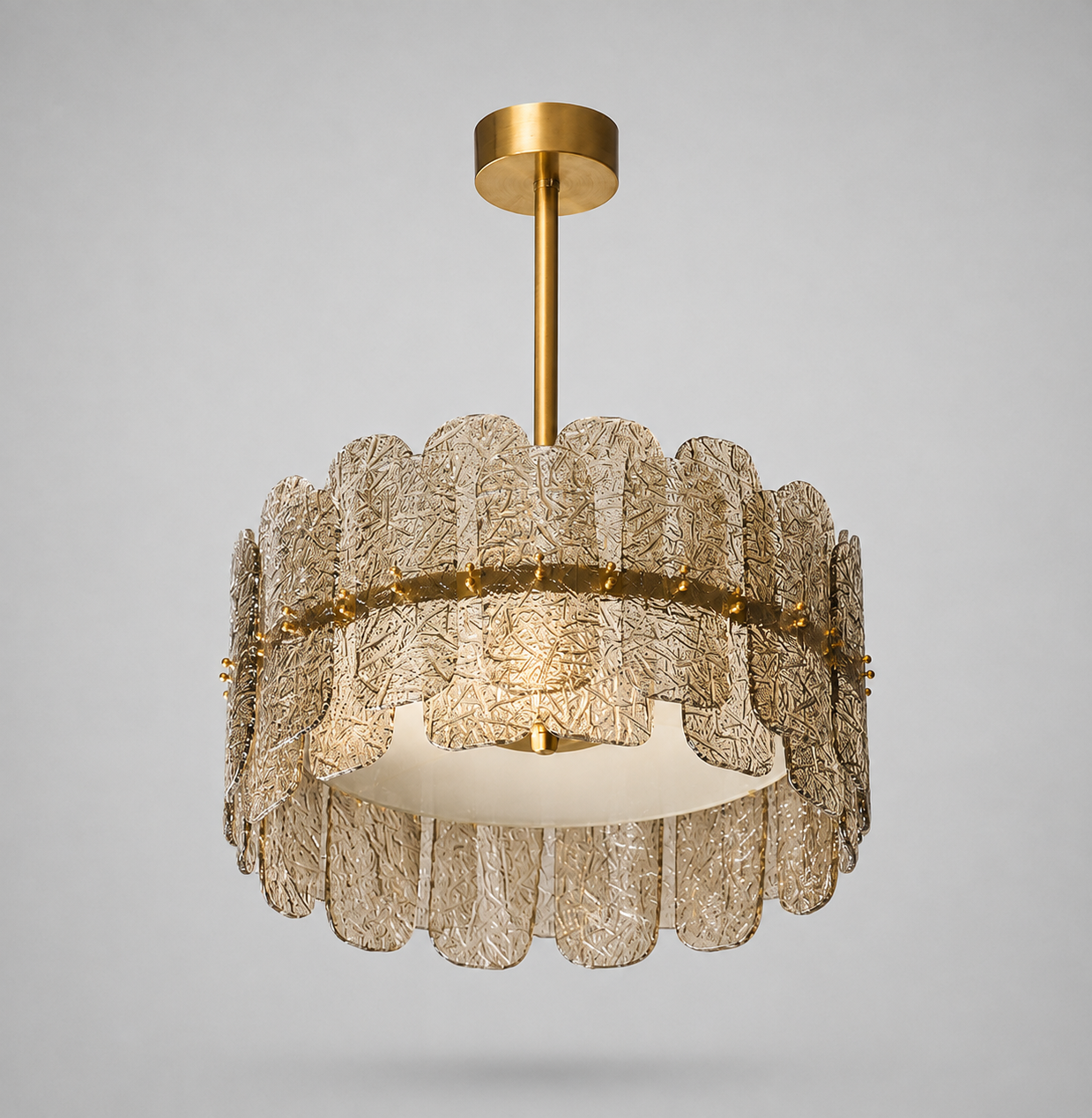 The Nocturne Chandelier | Smoky Art Glass & Brass | CLND007