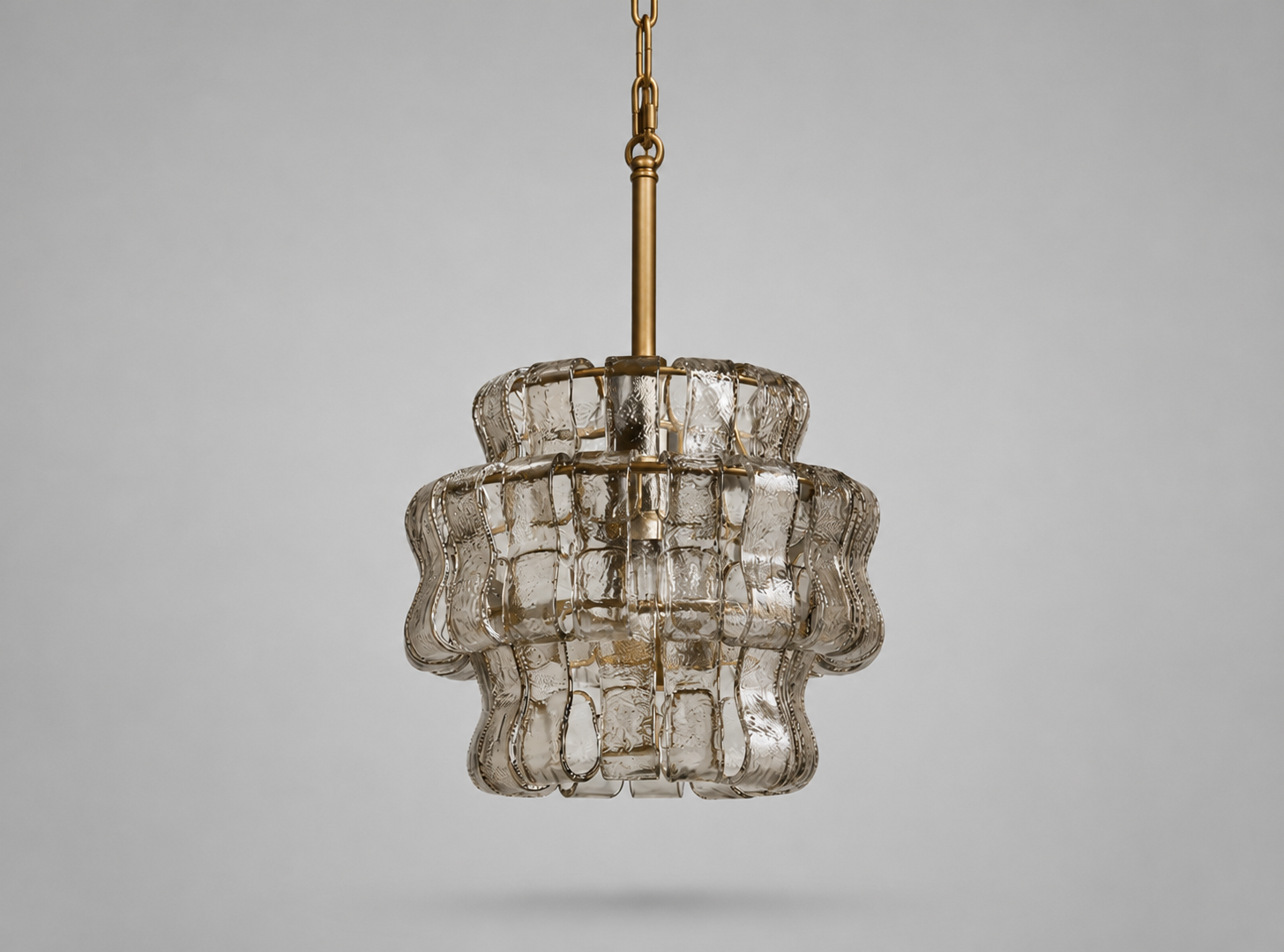 The Odette Pendant | Curved Art Glass & Brass | CLND023