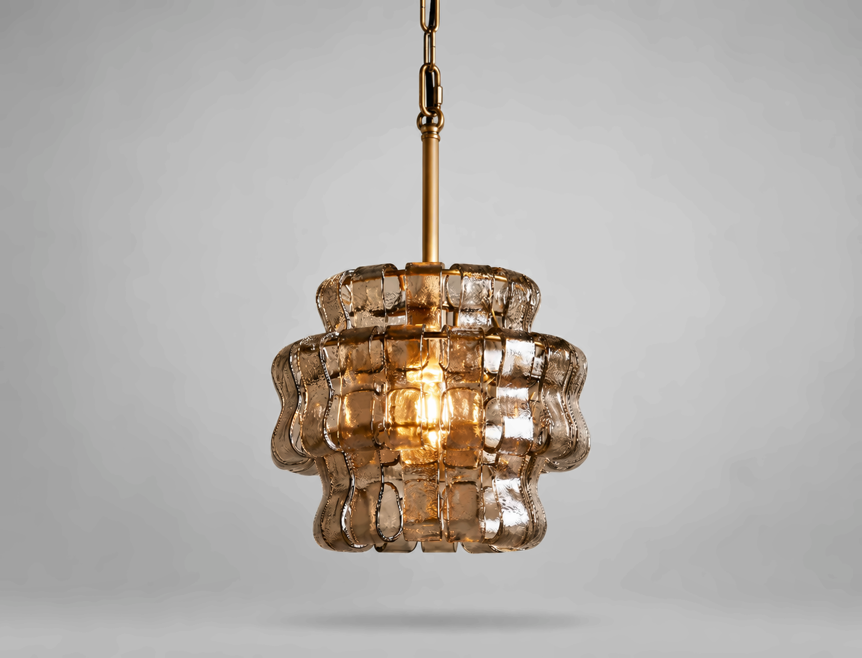 The Odette Pendant | Curved Art Glass & Brass | CLND023