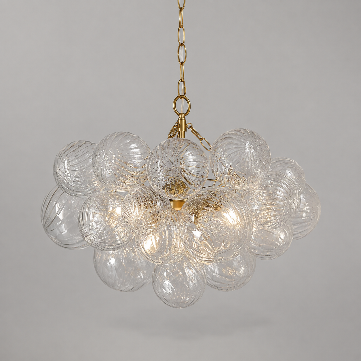 The Quinn Chandelier | Hand-Blown Clear Glass & Brass