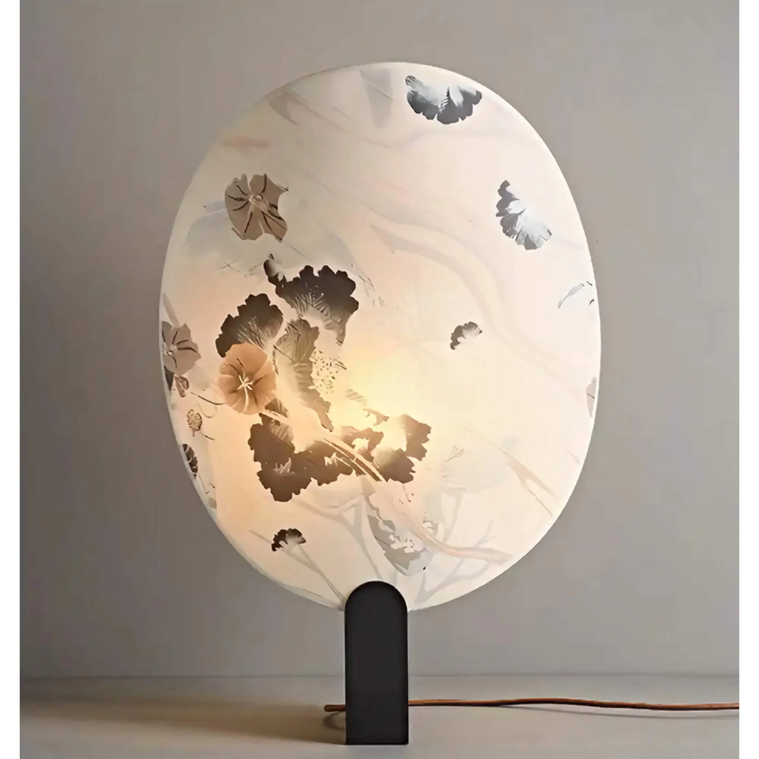 Artisanal Printed Glass Table Lamp – Modern Japanese Inspired Design White Akira