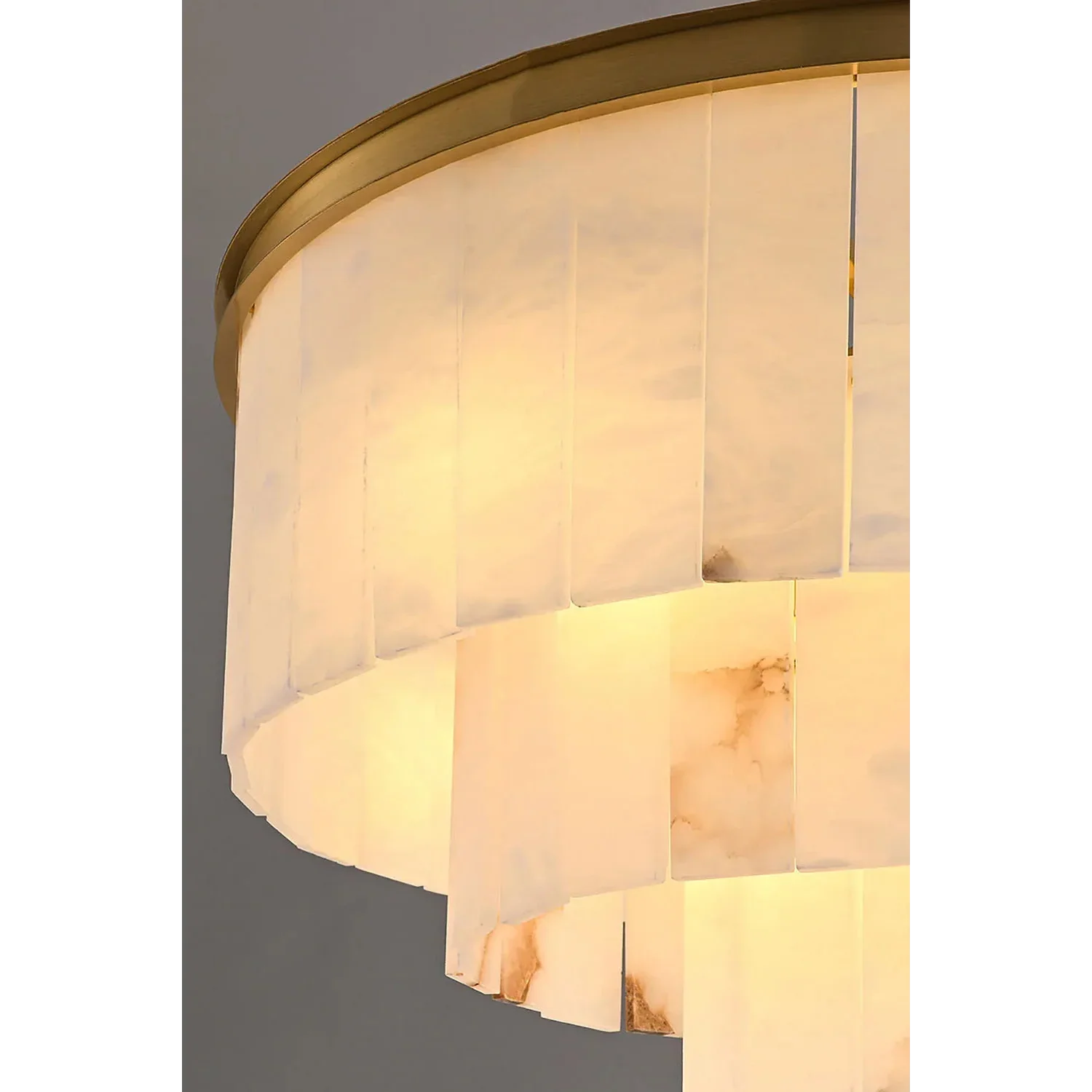Solid Alabaster Tiered Chandelier | Art Deco Architectural Pendant | Custom Multi-tier Lighting | Casalola Lights