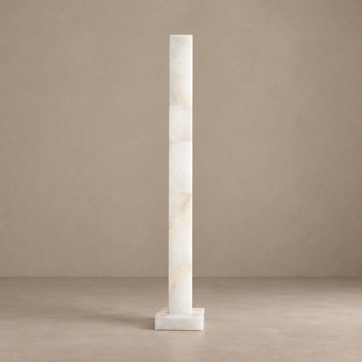 Large CLKY085 alabaster column floor lamp switched off.