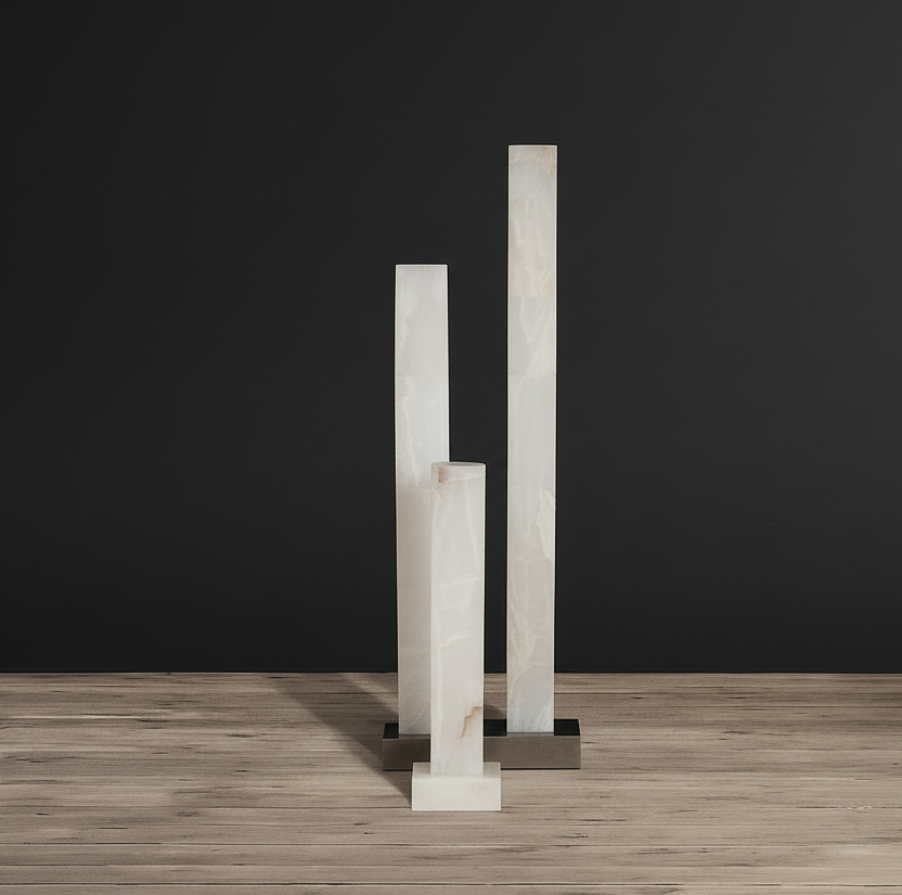 Alabaster Column Floor Lamp | Solid-stone Pillar Minimalist Modern Living Room & Bedroom Casalolalights Luxury Lamps