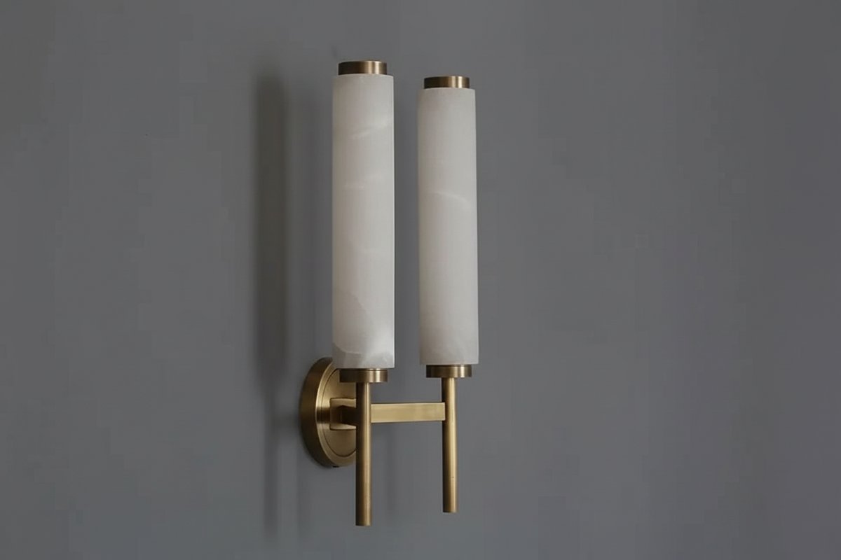 Alabaster Wall Sconce | Natural Stone & Copper Up-down Led Light Foyer Bedside Study Dining Room Casalolalights Luxury