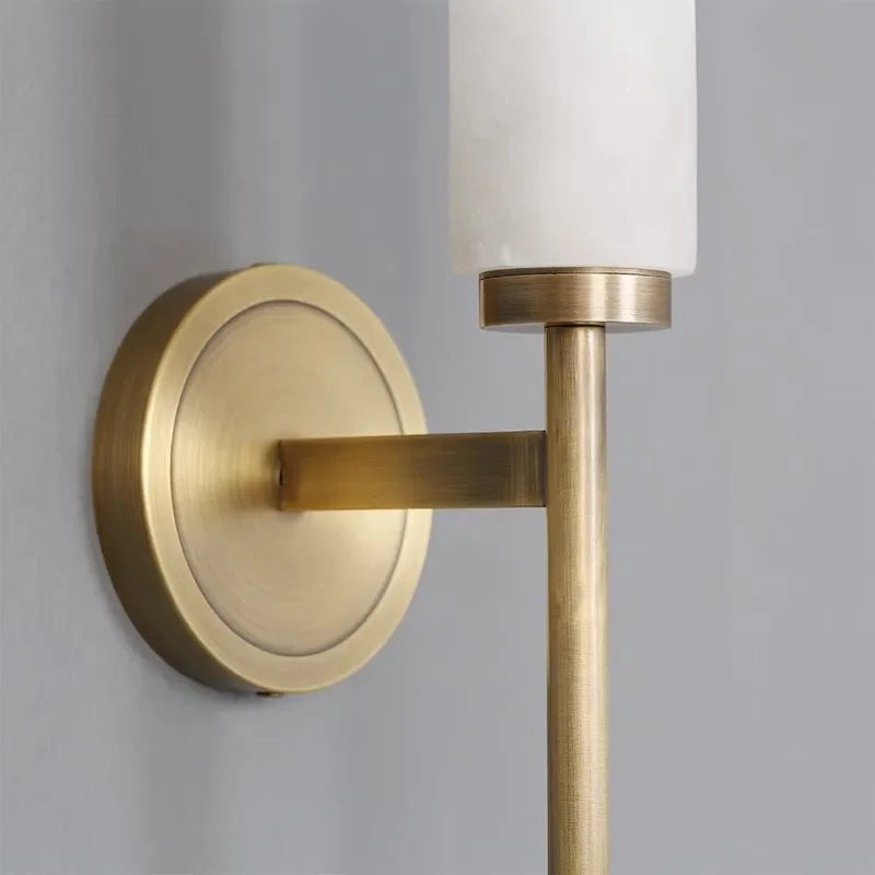 Alabaster Wall Sconce | Natural Stone & Copper Up-down Led Light Foyer Bedside Study Dining Room Casalolalights Luxury