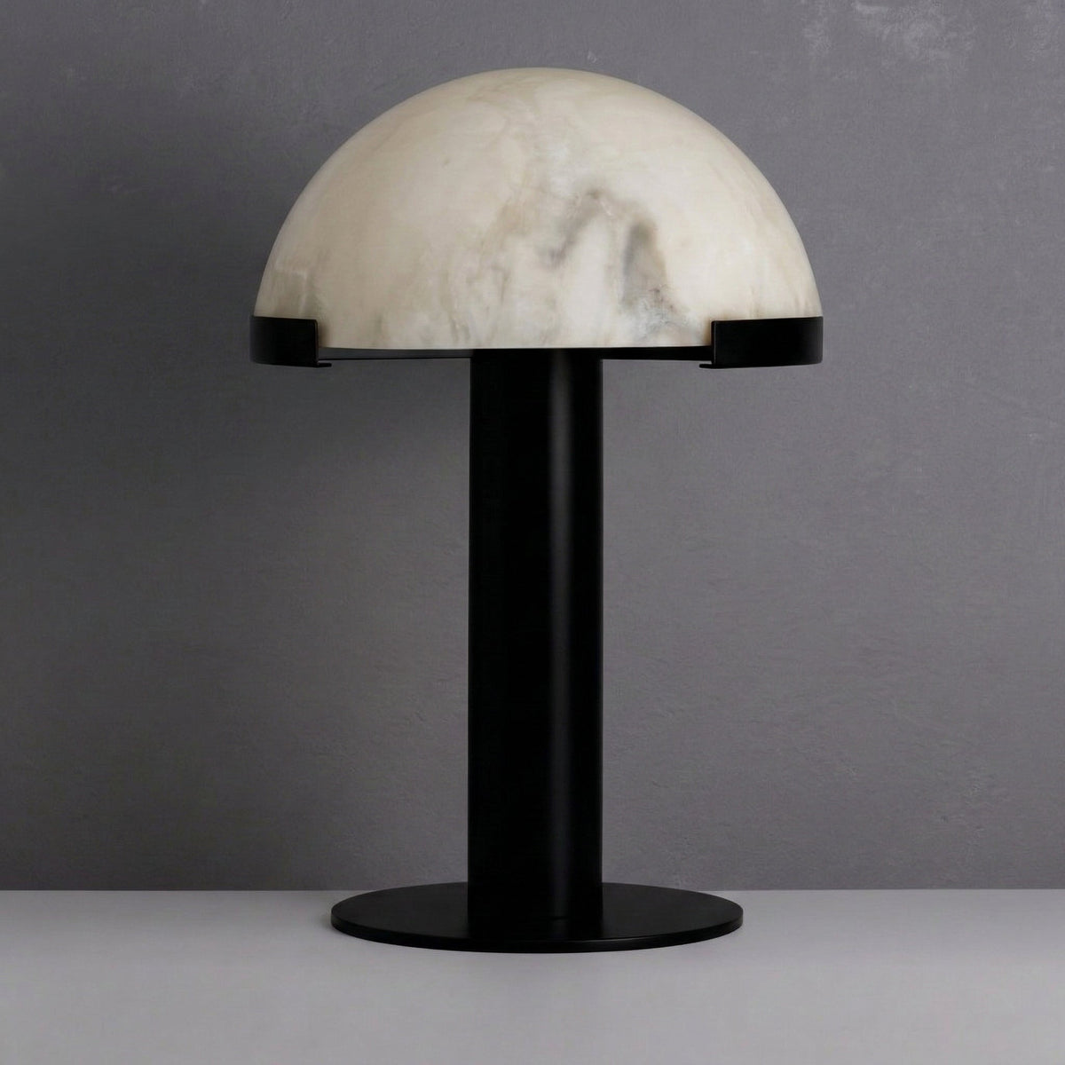 Black & Alabaster Dome Table Lamp 50cm | Stone-dome Accent Modern Art Deco Bedroom Console Casalolalights Luxury Lamps