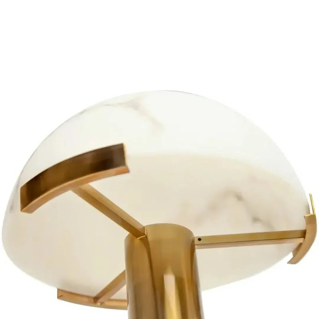 Alabaster and Gold Brass Table Lamp for Bedroom Living Room | Carved Stone Dome Modern Art Deco Casalola Lights Luxury