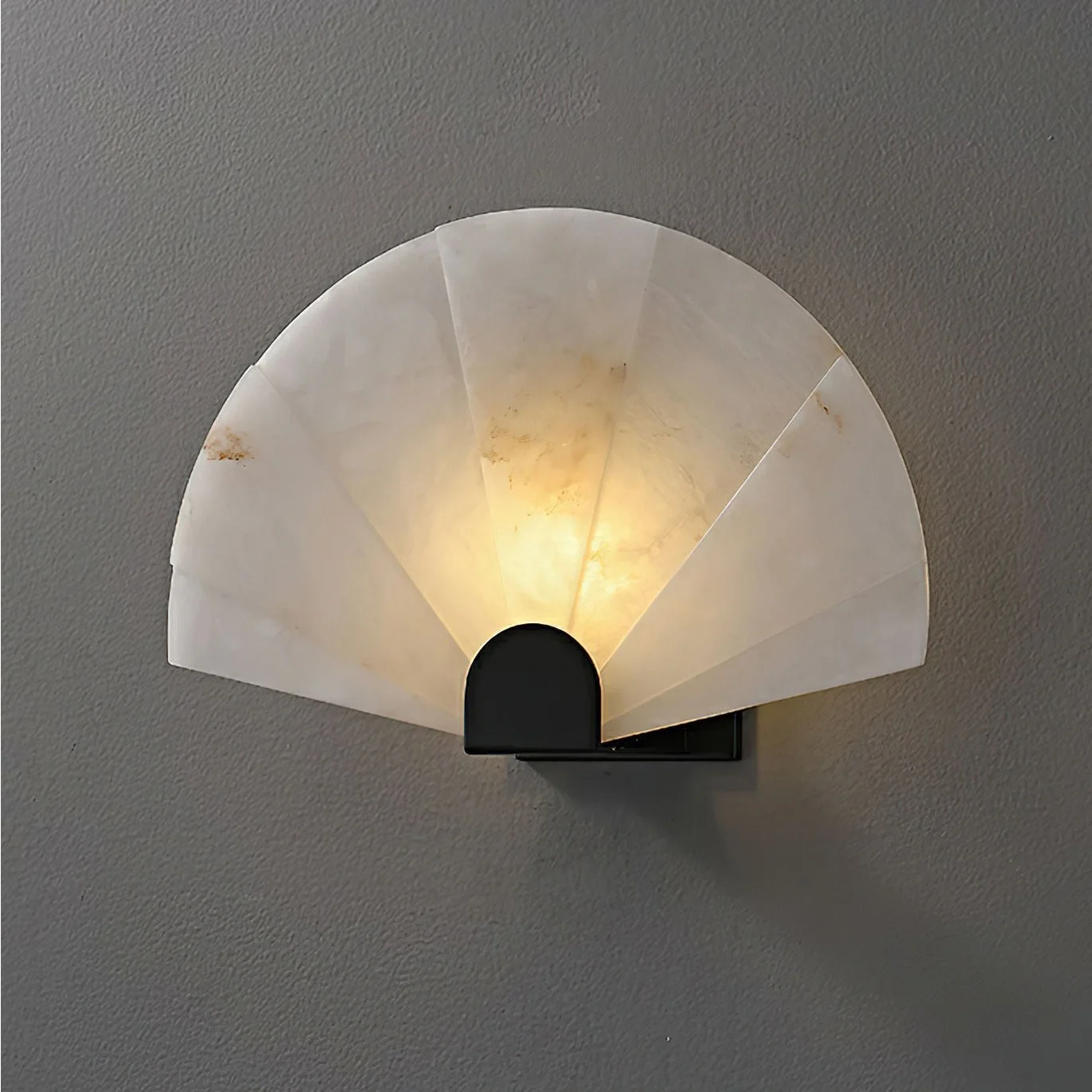 Fan Shaped Alabaster Wall Sconce – Sculptural Modern Accent