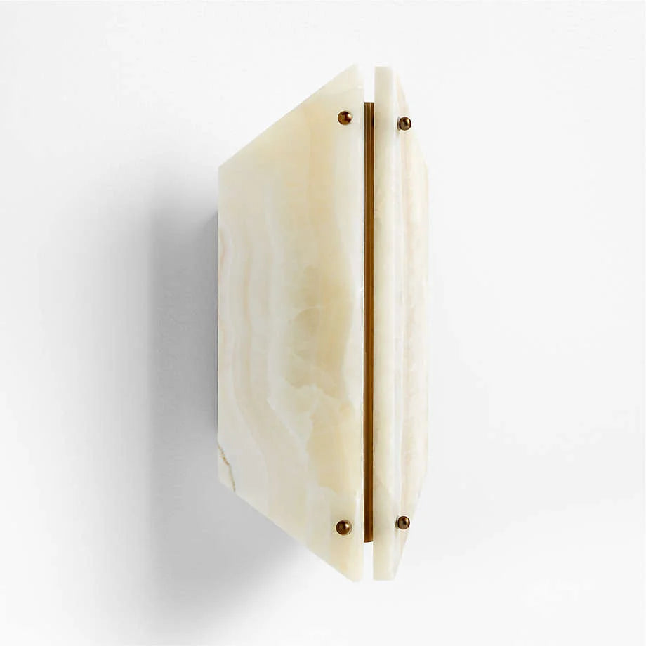 Hand Crafted Alabaster Marble Wall Sconce – Onyx Light for Modern Minimalist Interiors