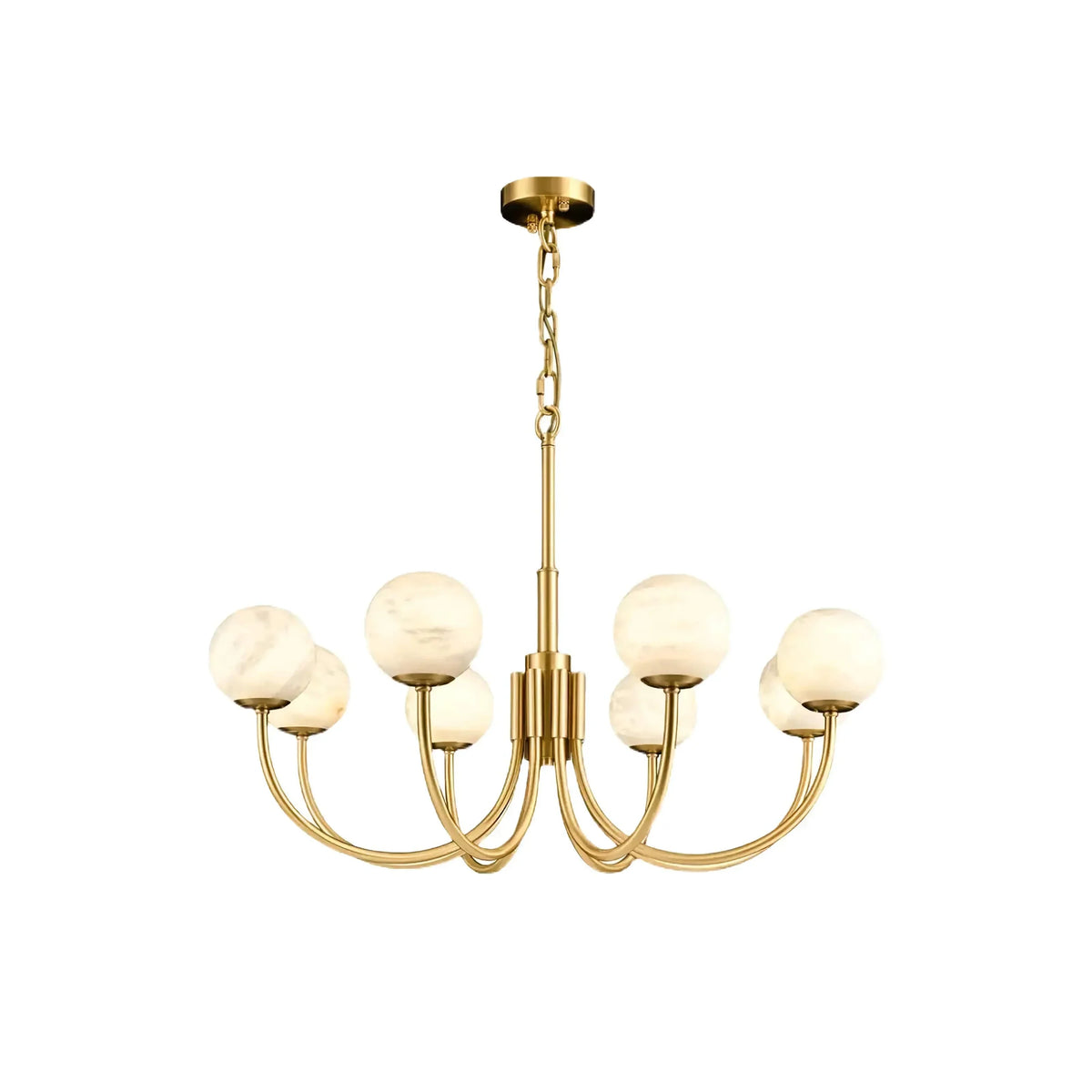 Alabaster Globe & Brass Chandelier | 6 8 or 10 Light 65cm to 100cm Modern Minimalist Dining Casalolalights Luxury Lamps