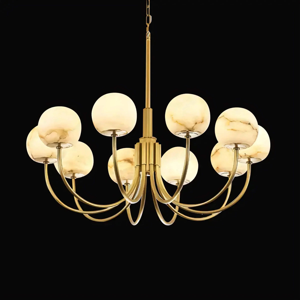 Alabaster Globe & Brass Chandelier | 6 8 or 10 Light 65cm to 100cm Modern Minimalist Dining Casalolalights Luxury Lamps