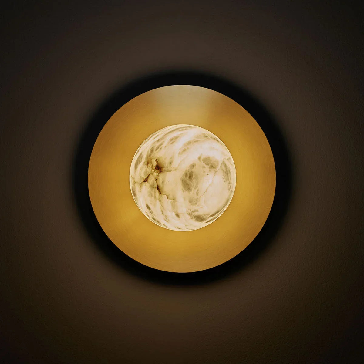 Alabaster Globe & Copper Disc Wall Sconce | Halo Stone-sphere Modern Minimalist Bedroom Hallway Casalolalights Luxury