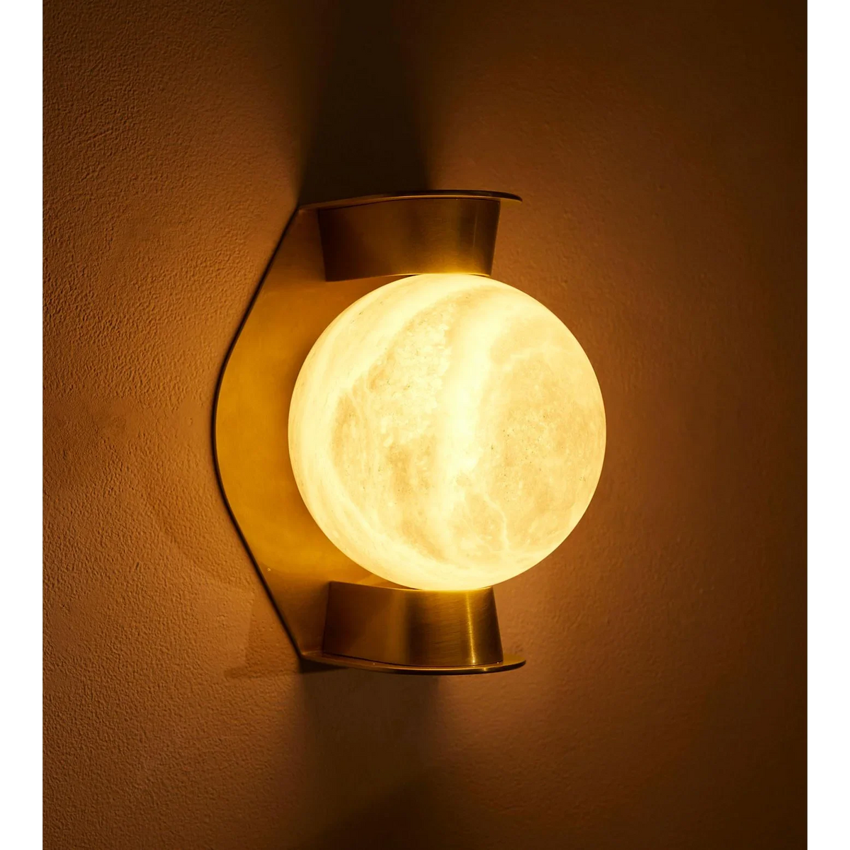 Alabaster Globe & Copper Wall Sconce | Sculptural Cradle Stone Modern Bedroom Living Room Casalolalights Luxury Lamps