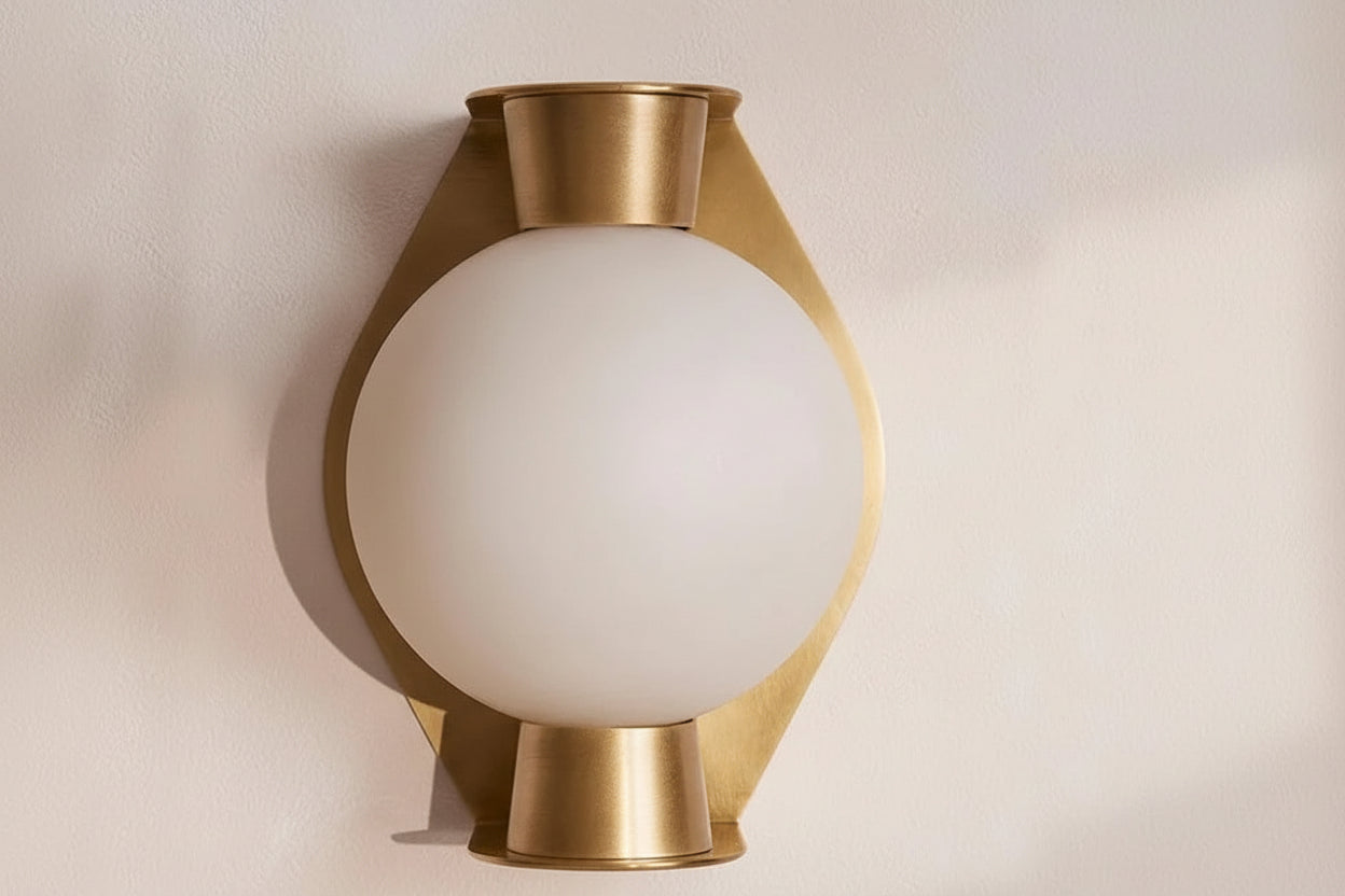 Alabaster Globe Wall Sconce – Sculpted Brass & Spanish Marble