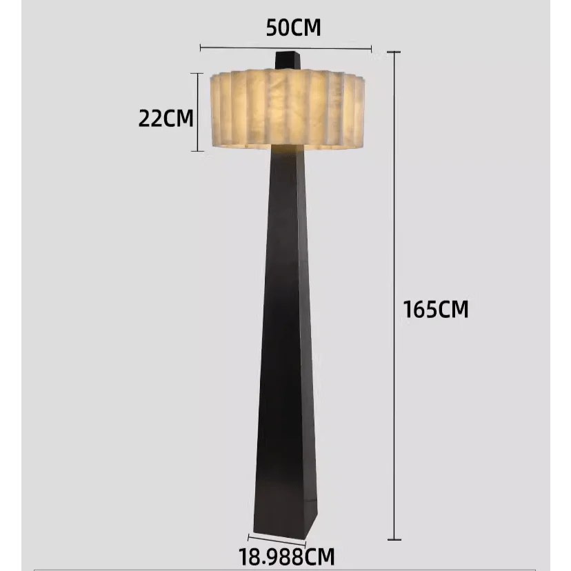 Luxury Floor Lamp for Living Room Marble Lampshade & Black Iron Base