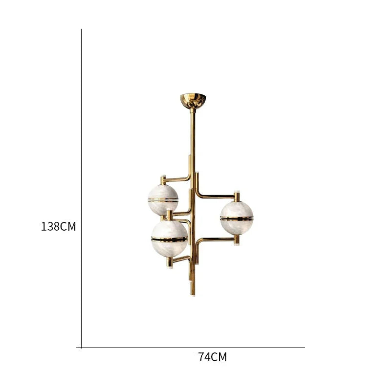 Modern Brass and Alabaster Chandelier for Dining Room Living | Casalola Lights