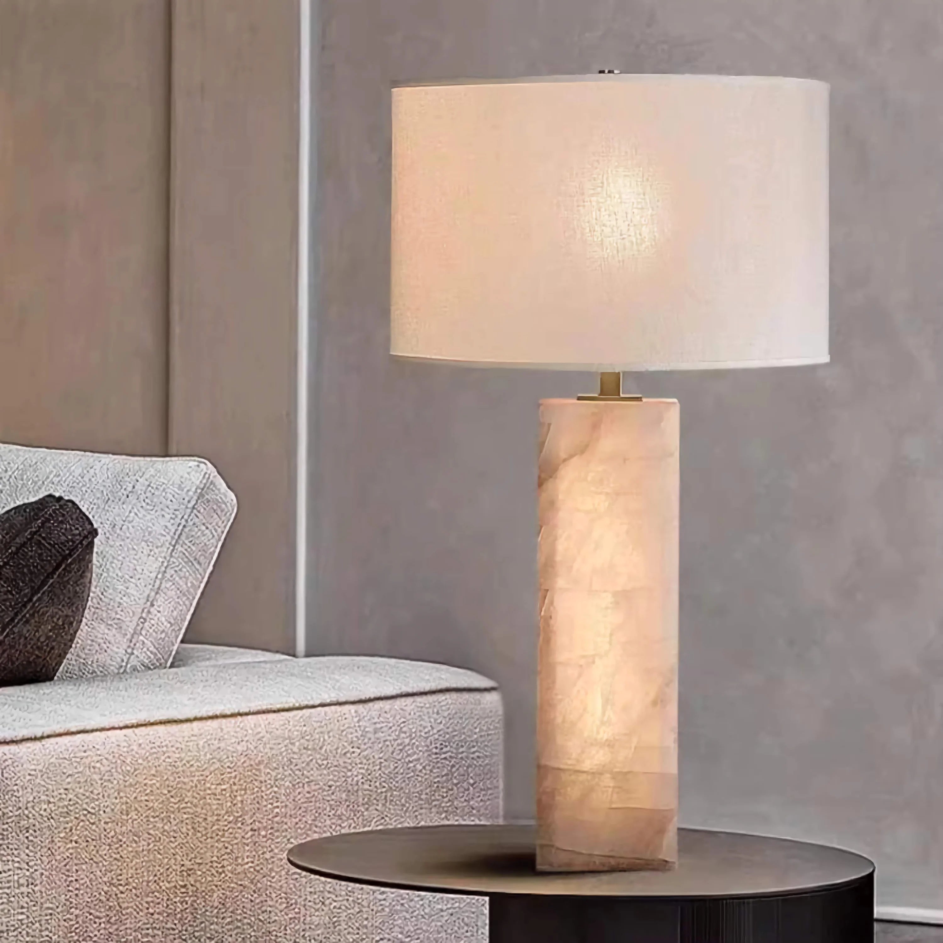 Alabaster Table Lamp | Sculptural Marble Lighting with Brass