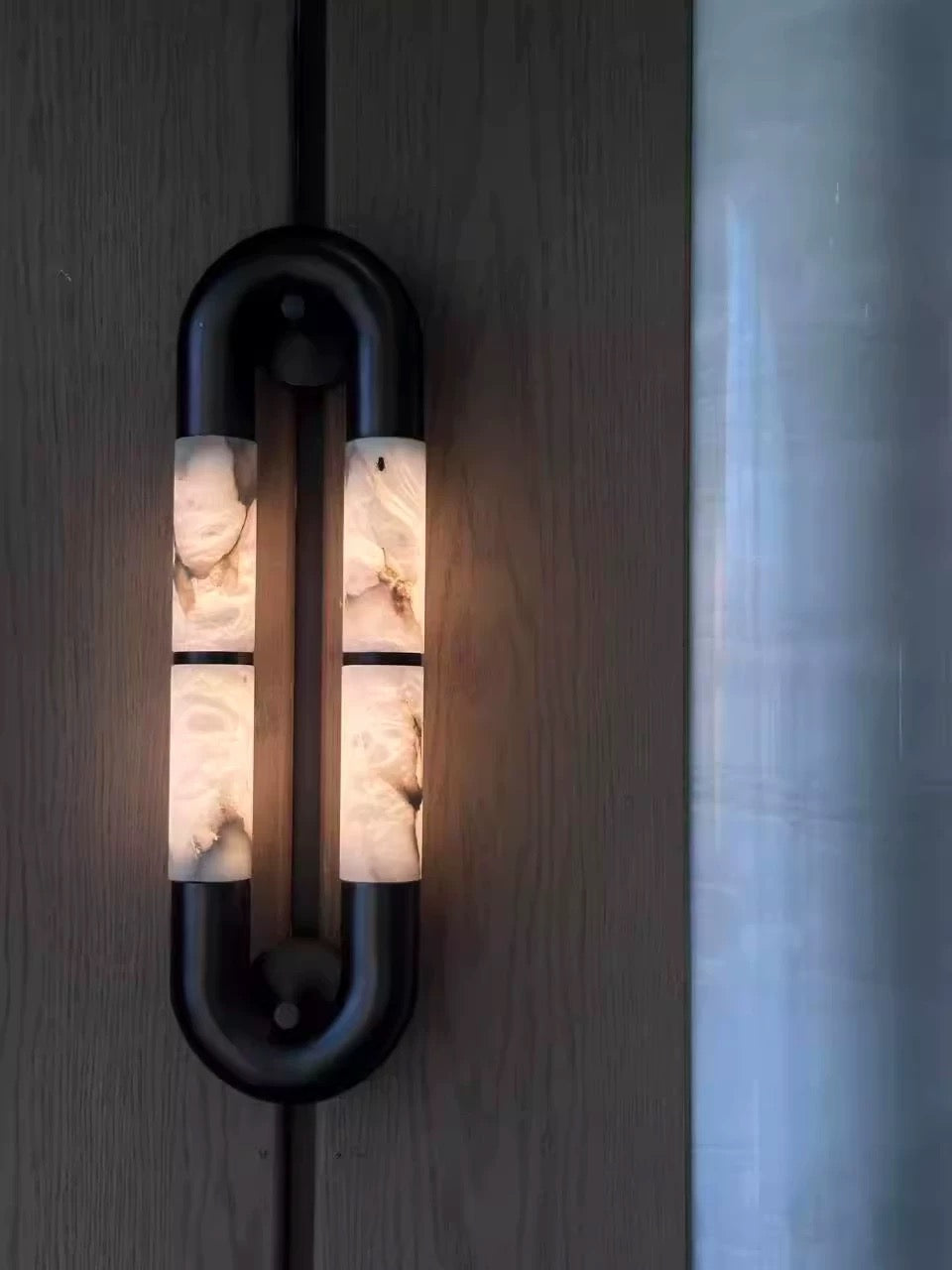 Alabaster Tube Wall Light with Black Steel – 54 Cm Modern Sconce Casalolalights Luxury Lamps for Interior Designers