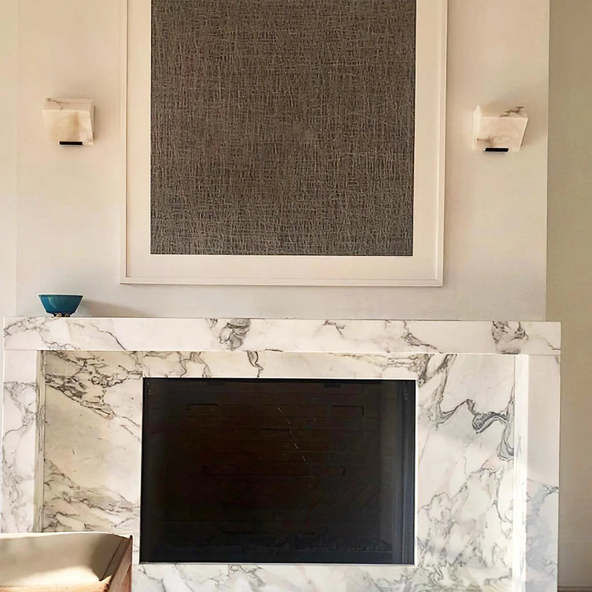 Cubist Alabaster Wall Sconce | Vintage French Accent Lighting