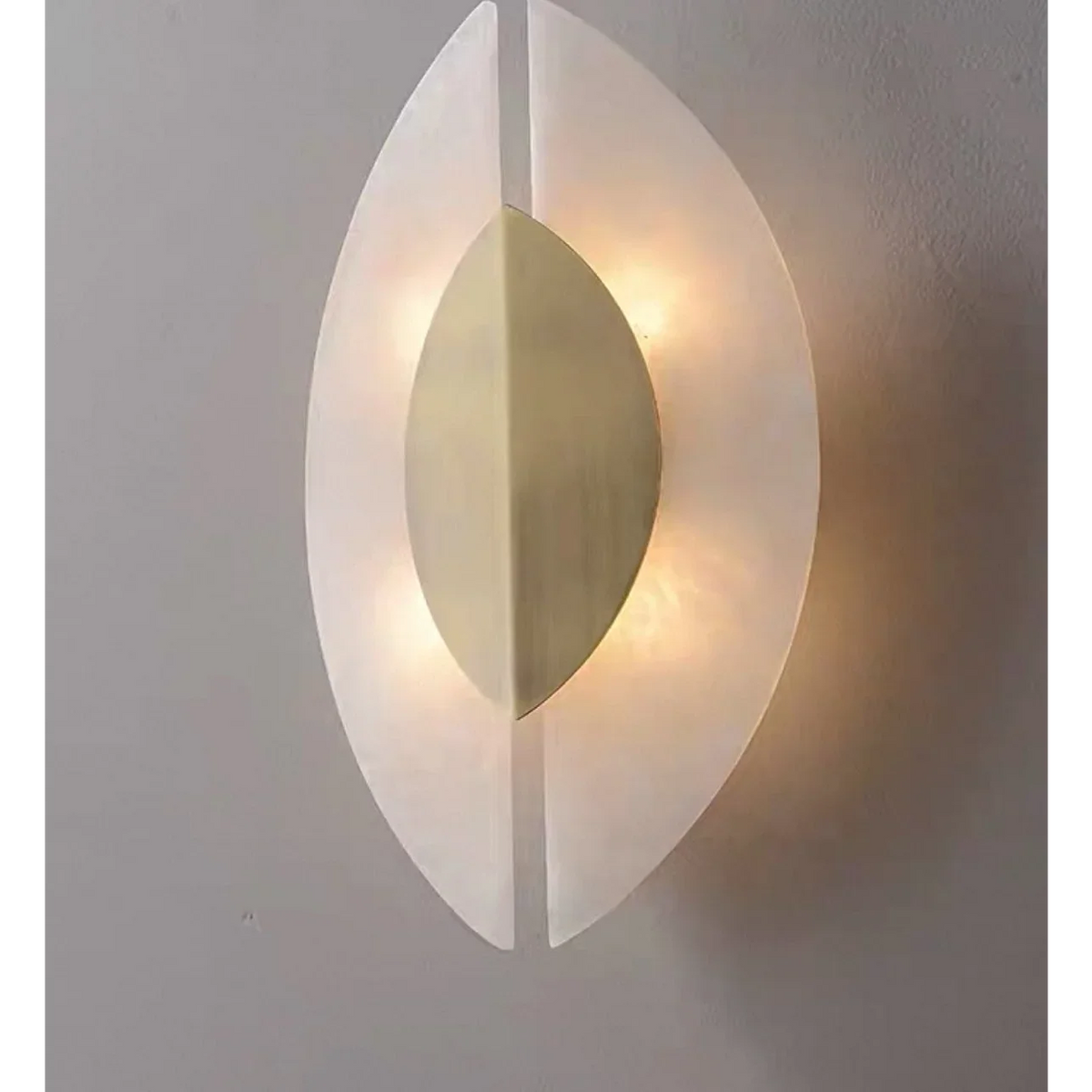 Alabaster Wing Wall Sconce | Carved Stone & Brushed Brass 40cm Organic Modern Living Bedroom Casalolalights Luxury