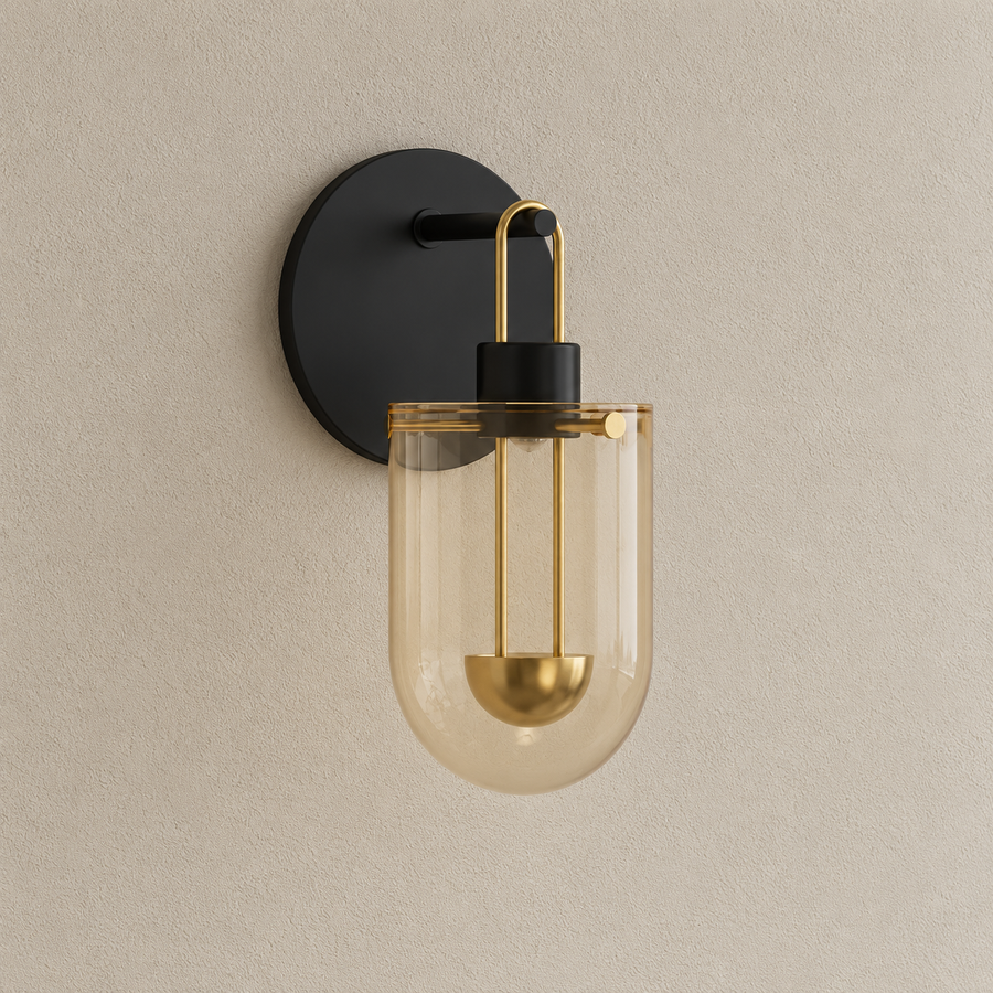 Amber Glass Capsule Wall Sconce