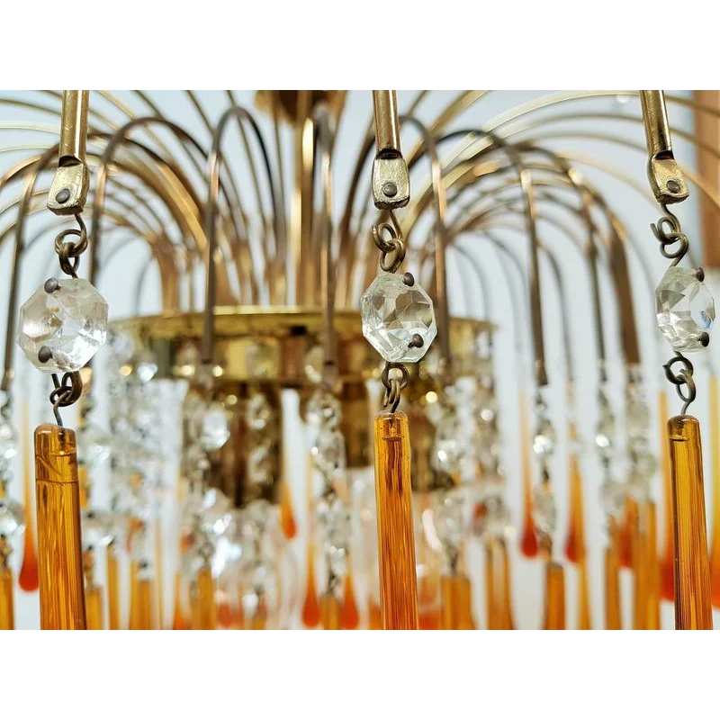 Amber Glass Chandelier 60-80cm | Murano-style Teardrop & Crystal Gold Light Dining Room Foyer Casalolalights Luxury