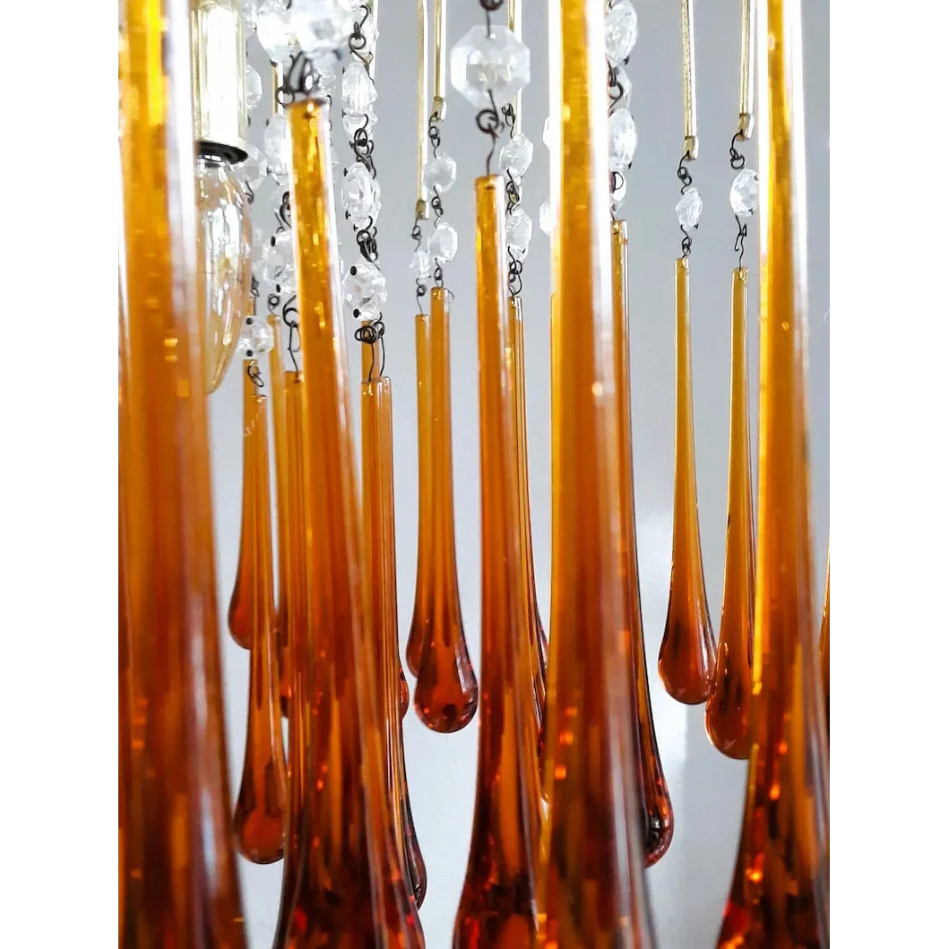Amber Glass Chandelier 60-80cm | Murano-style Teardrop & Crystal Gold Light Dining Room Foyer Casalolalights Luxury