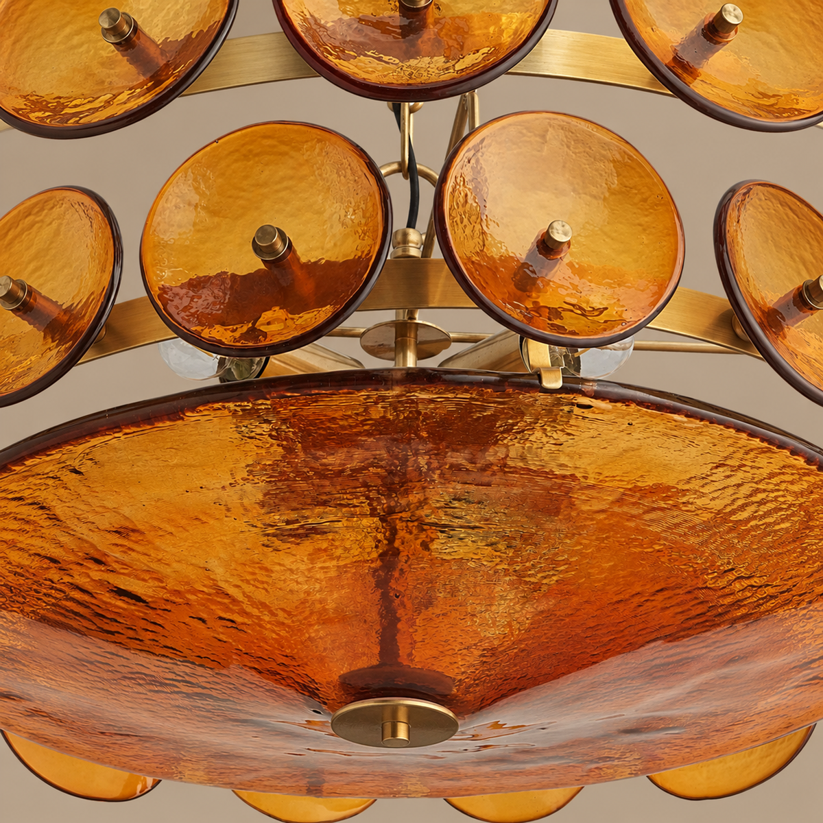 Glass Chandelier - Amber Discs 2 Tiers | Casalola Lights Luxury Lamps for Interior Designers