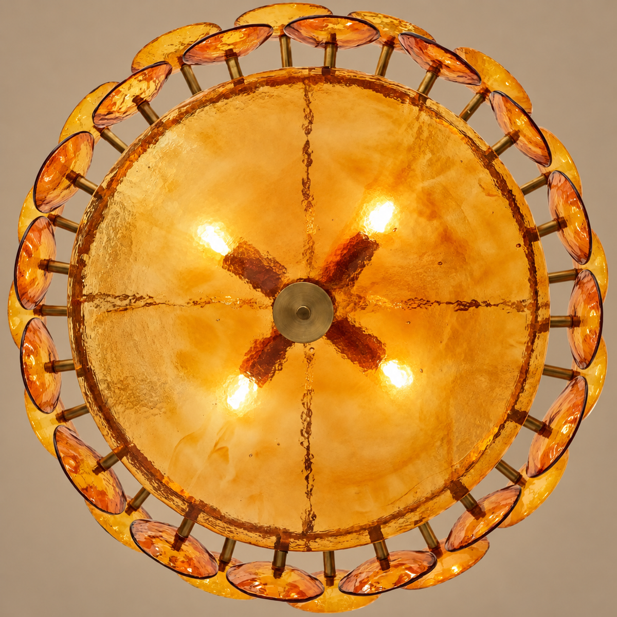 Glass Chandelier - Amber Discs 2 Tiers | Casalola Lights Luxury Lamps for Interior Designers