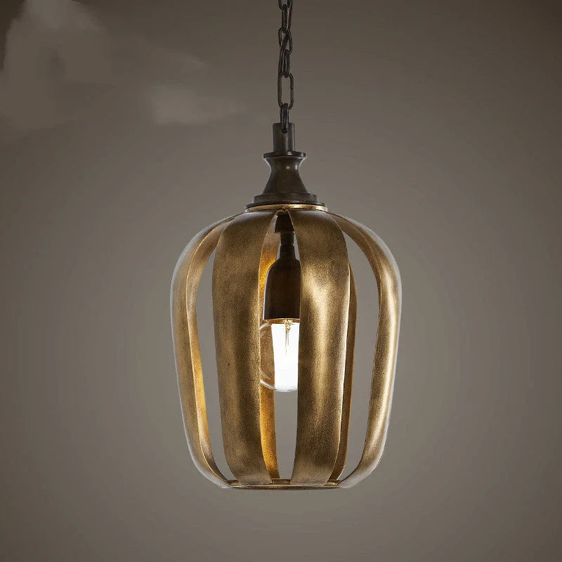 Antique Gold Cage Pendant Light In Iron Vintage Industrial Ceiling antique-gold-cage-pendant-light-in-iron-vintage-industrial-ceiling