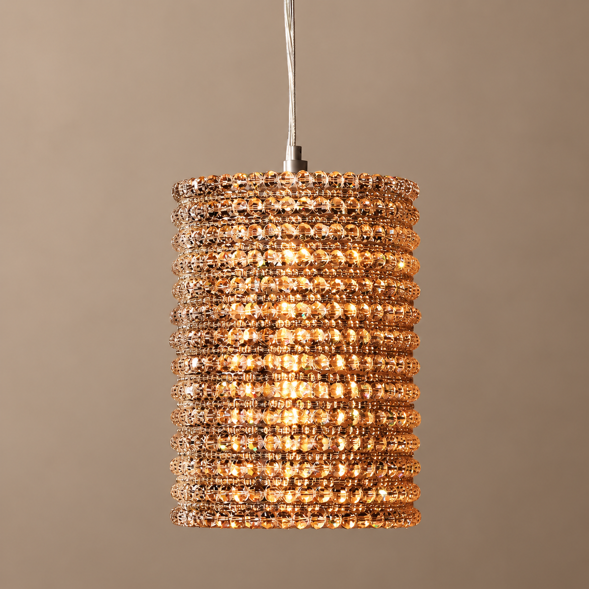 K9 Crystal Column Pendant Amber | Honey Toned Shimmer Short or Tall for a Stairwell Island Casalola Lights Luxury Lamps
