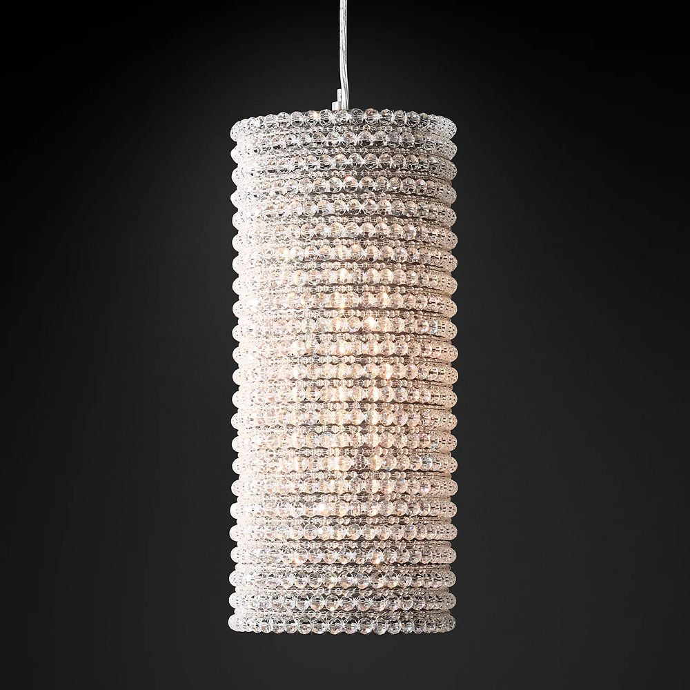 K9 Crystal & Solid Copper Silver Pendant Light | Art Deco Glamour Cylinder Casalolalights Luxury Lamps for Interior