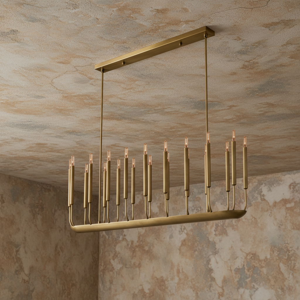 Linear Copper Chandelier – 20/24-light Modern Dining Fixture Casalolalights Luxury Lamps for Interior Designers