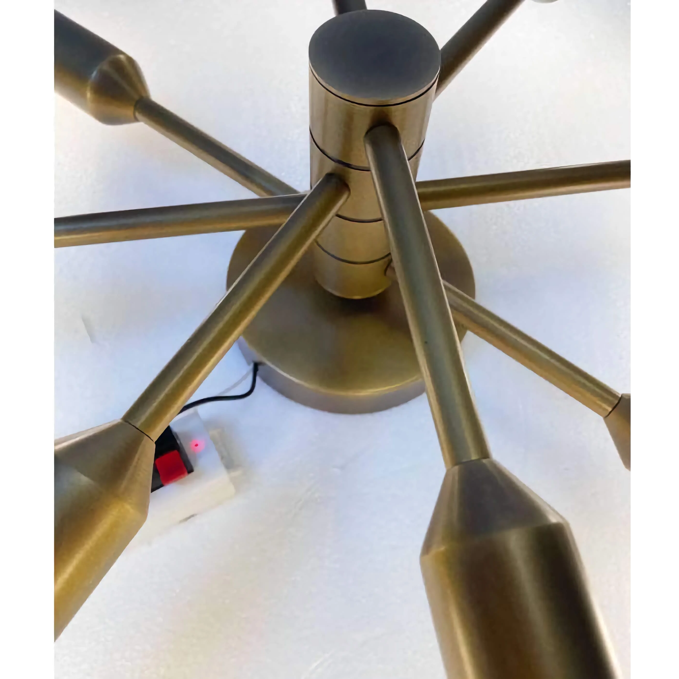 Modern Brass Sputnik Semi Flush Mount | 10 Light Mid Century Ceiling Fixture for Dining Room or Entryway