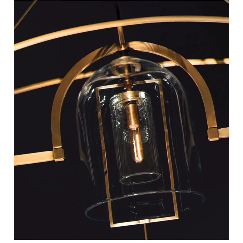 Brass or Black Steel & Glass Chandelier | Art Deco Domes 80cm to 140cm Dining Foyer Casalolalights Luxury Lamps