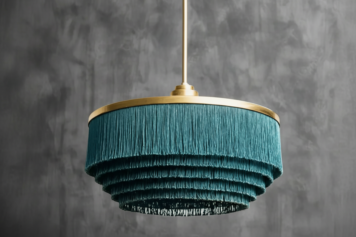 Fringe Pendant Light | Art Deco Cotton Shade Hanging Lamp 1920s Glamour Living Room & Dining Casalolalights Luxury
