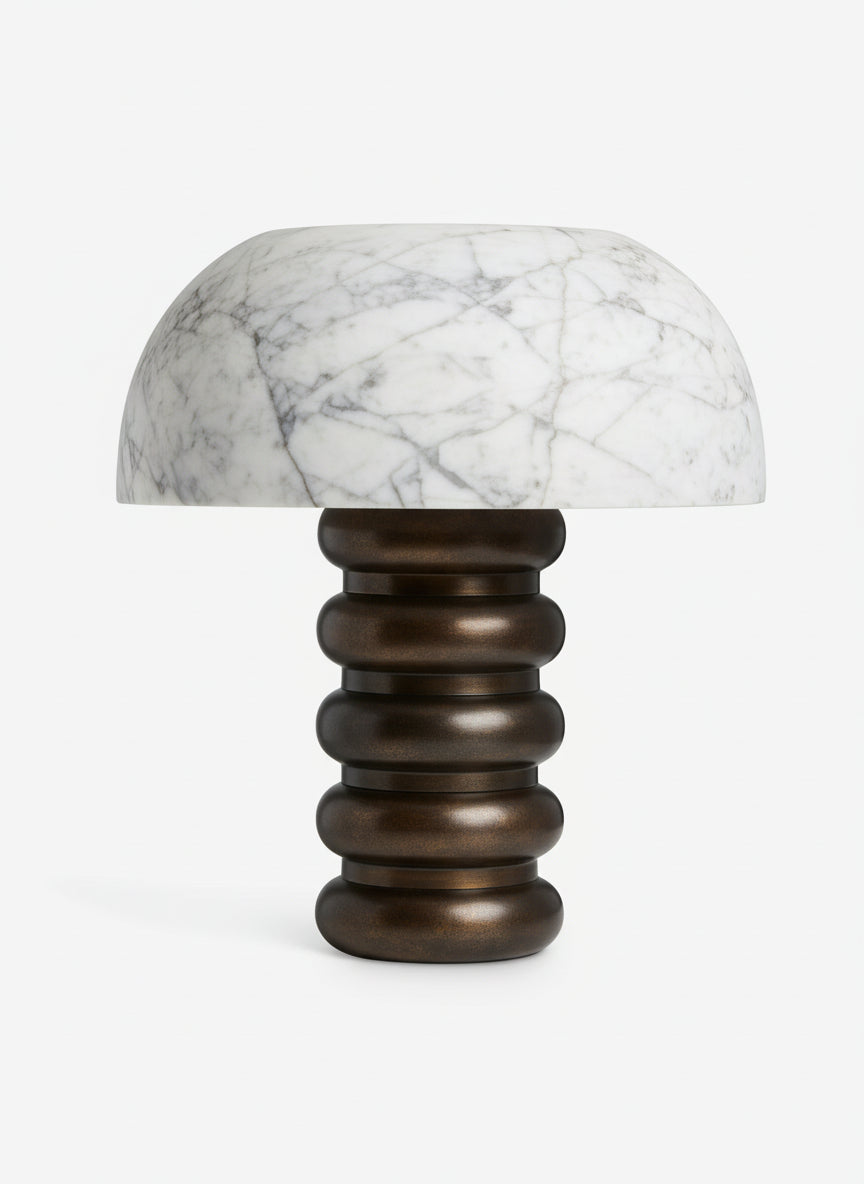 Art Deco Marble Floor Lamp with Bronze-finish Base | Luxury Table Lamps for Console Living Room Bedroom
