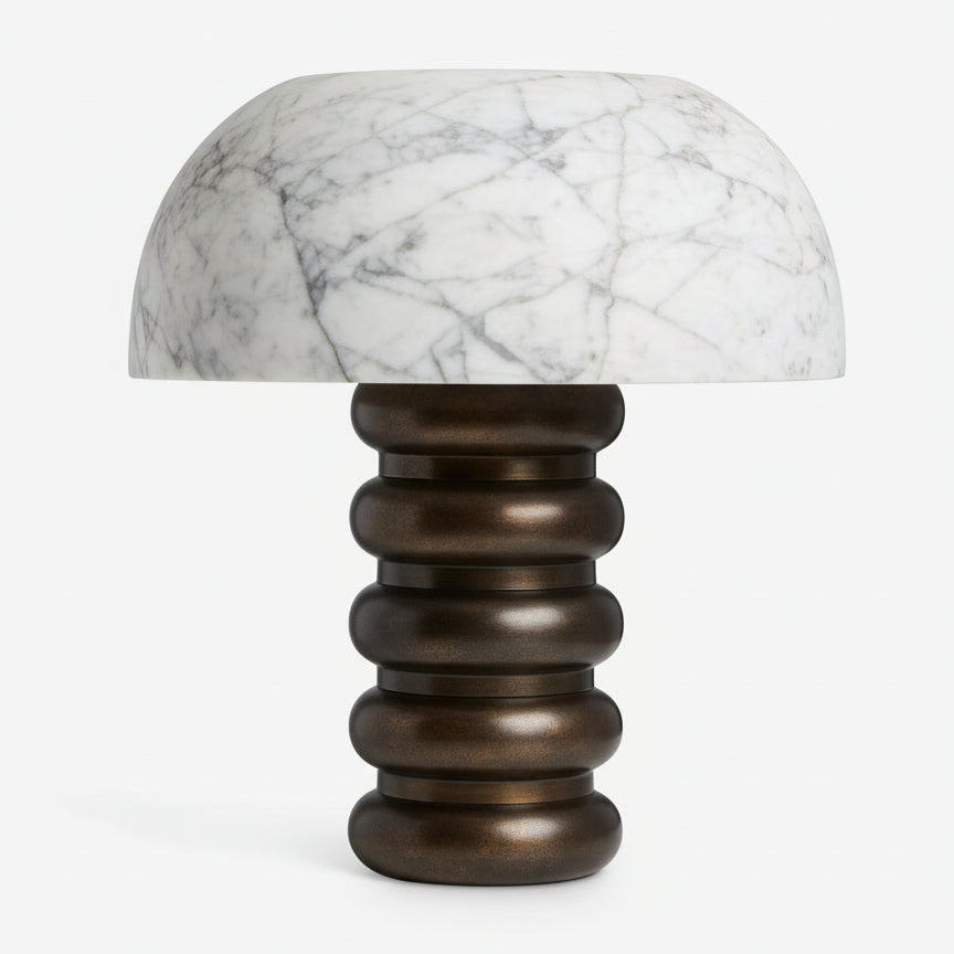 Art Deco Marble Floor Lamp with Bronze-finish Base | Luxury Table Lamps for Console Living Room Bedroom