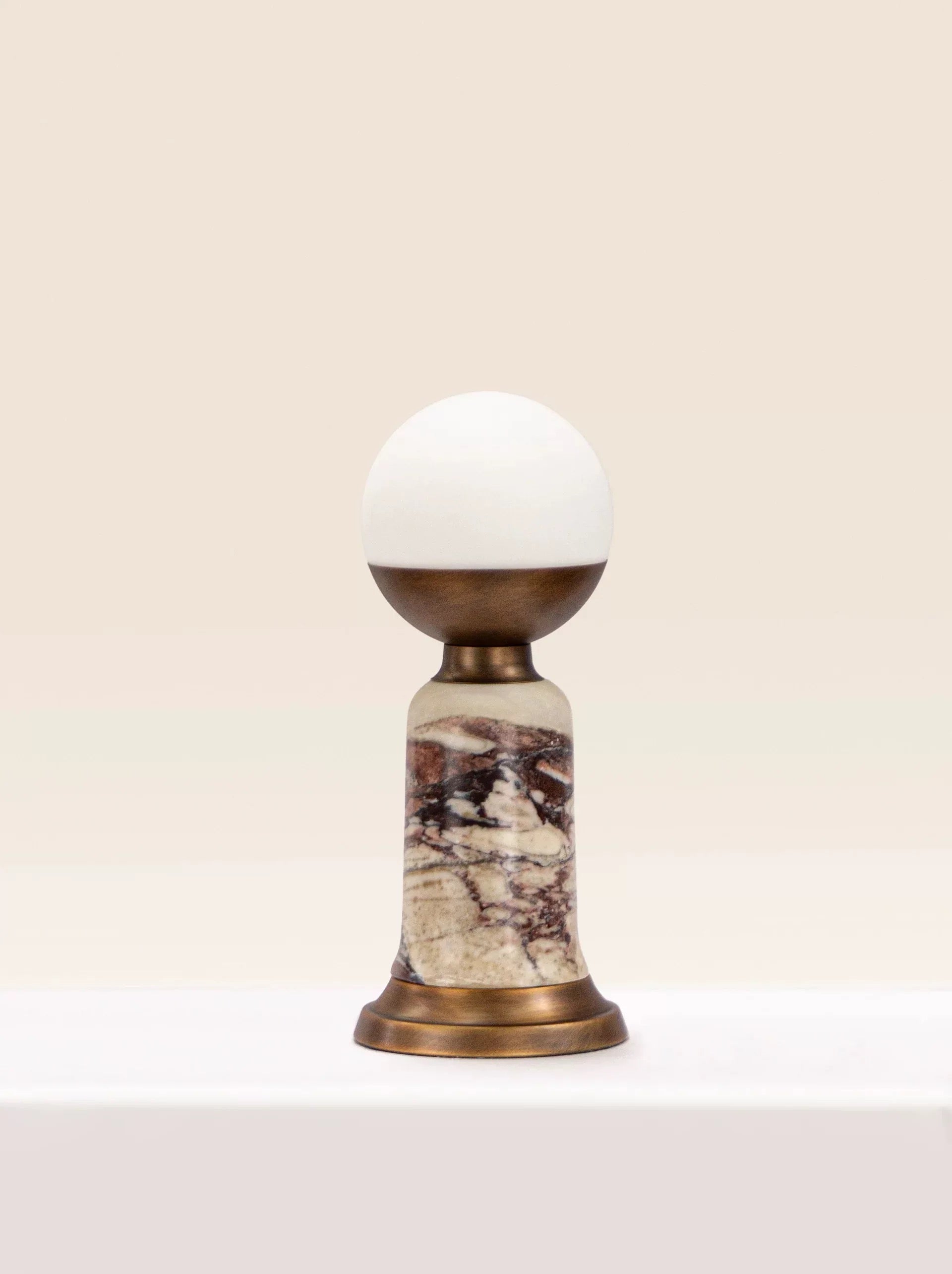 Art Deco Red Marble Lamp | Copper Table | Modern Desk for Console Living Room