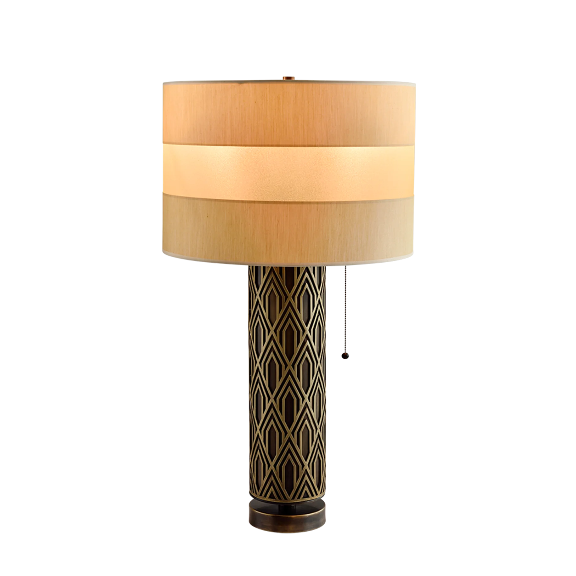 Art Deco Table Lamp with Geometric Stainless Steel Base – Vintage Glamour for Living Room or Bedroom