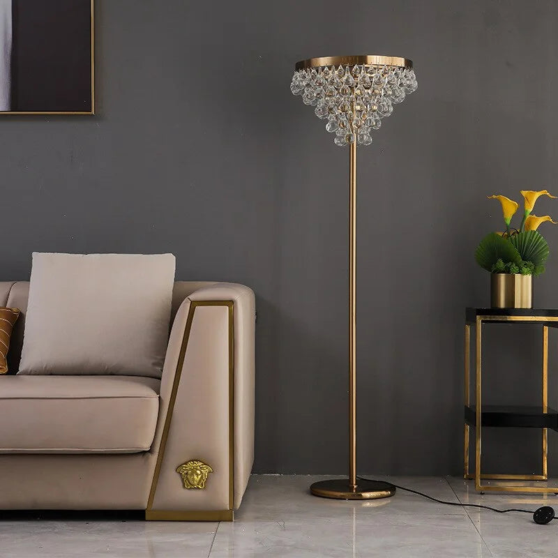 Luxury Floor Lamp | Crystal 4 Lights | Gold for Living Room | Casalola