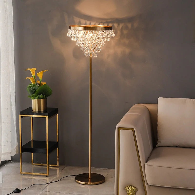 Luxury Floor Lamp | Crystal 4 Lights | Gold for Living Room | Casalola