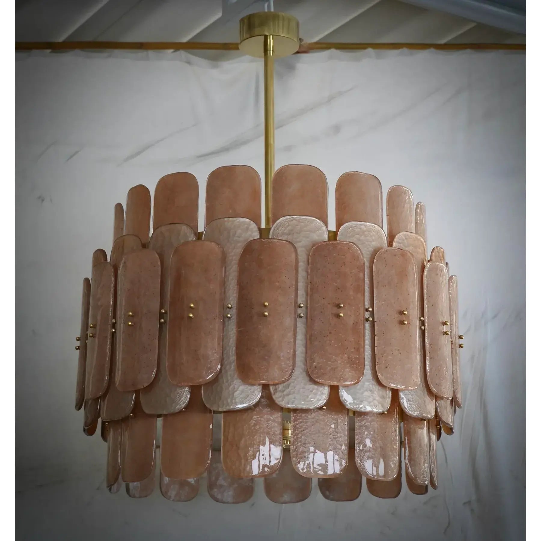 Vertical Glass and Brass Chandelier for Stairwell Double Height Entryway or High Ceiling Foyer Lighting Casalolalights