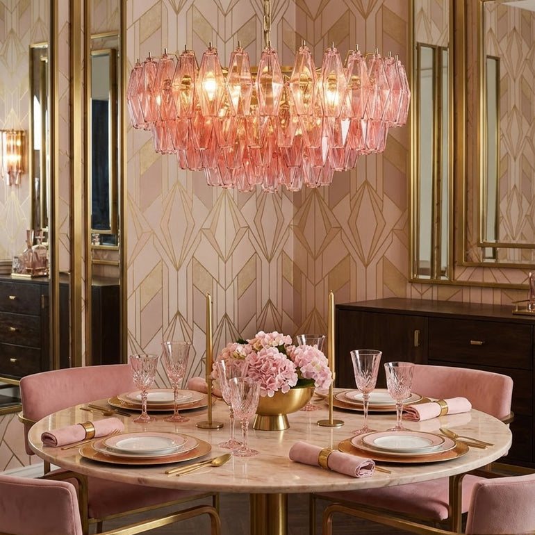 Clear Glass and Brass Candle Chandelier Classic Dining Room Ceiling Light with E14 Candelabra Arms Fixture