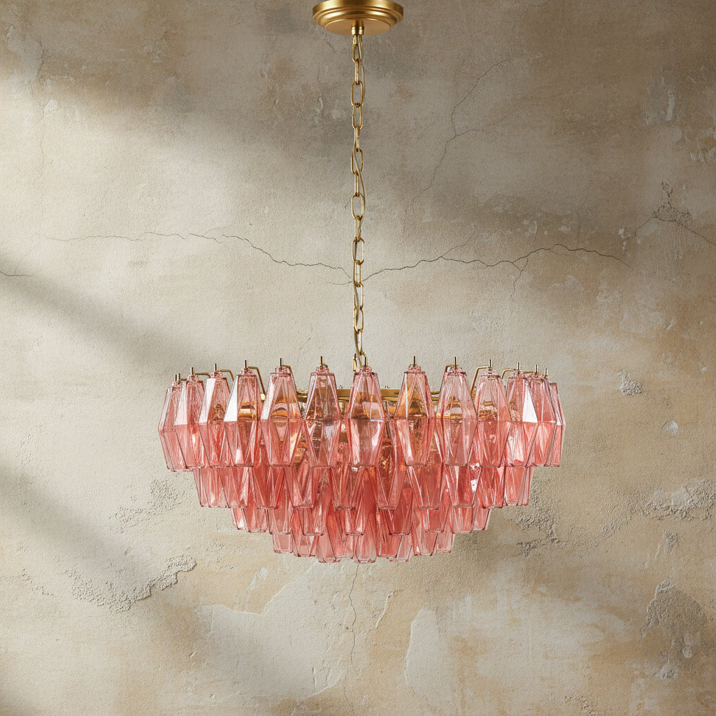 Clear Glass and Brass Candle Chandelier Classic Dining Room Ceiling Light with E14 Candelabra Arms Fixture